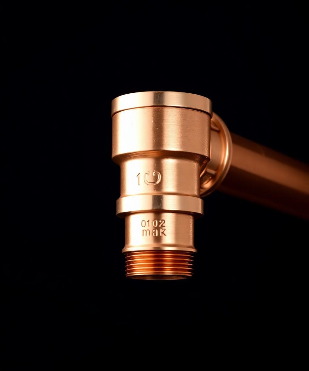 Copper plumbing fitting close-up